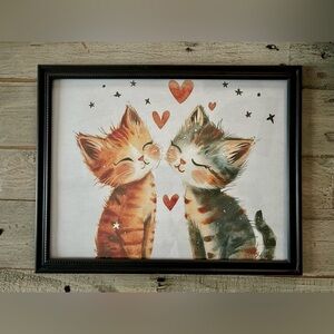 Framed 8x10 Purrfect Love Cat Art with Hearts